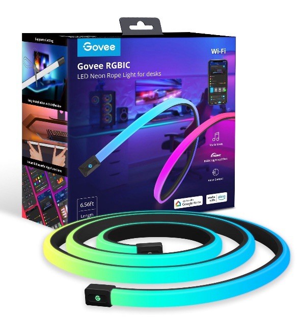 Govee - RGBIC LED Neon Rope Light for Desks 6.5ft - H61C2 - NEW