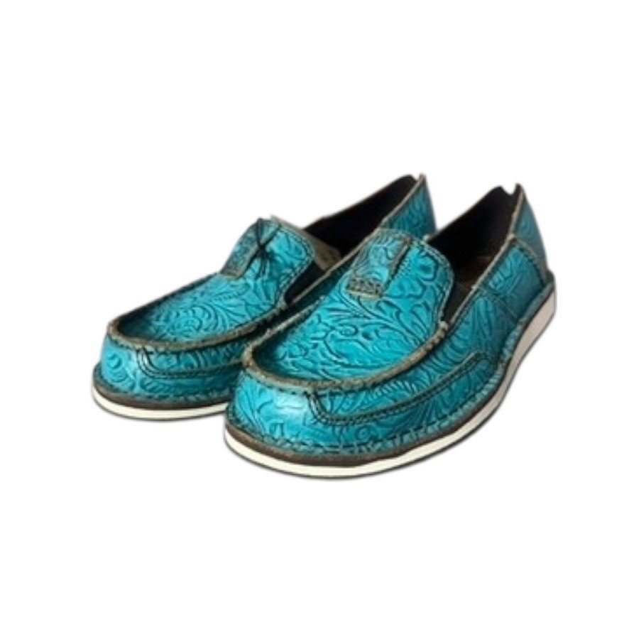 Ariat Women's Cruiser Slip-On Shoes Turquoise Floral Emboss 6.5 NWT