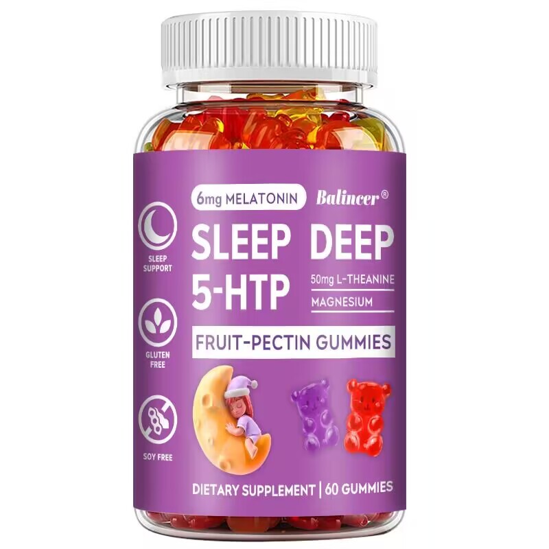 5-HTP 60 Gummies Support for Deep Sleep Health Stress Calm Ease Mind 1-3 Bottle