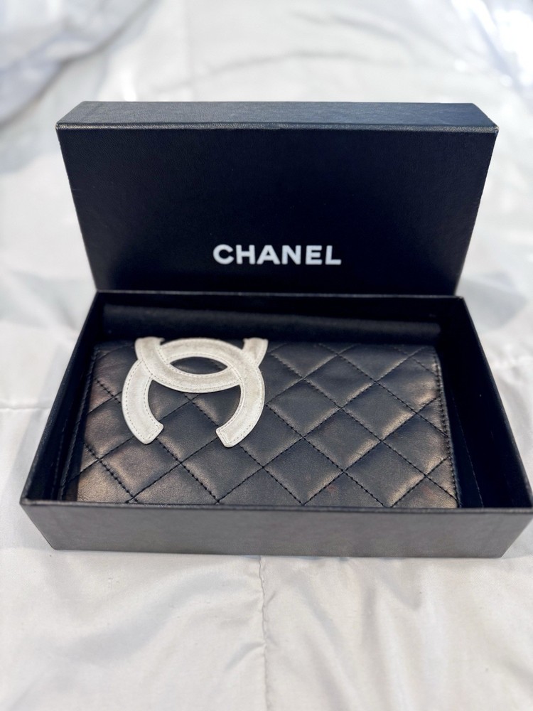 Authentic Chanel Cambon Ligne Long Black Quilted Wallet