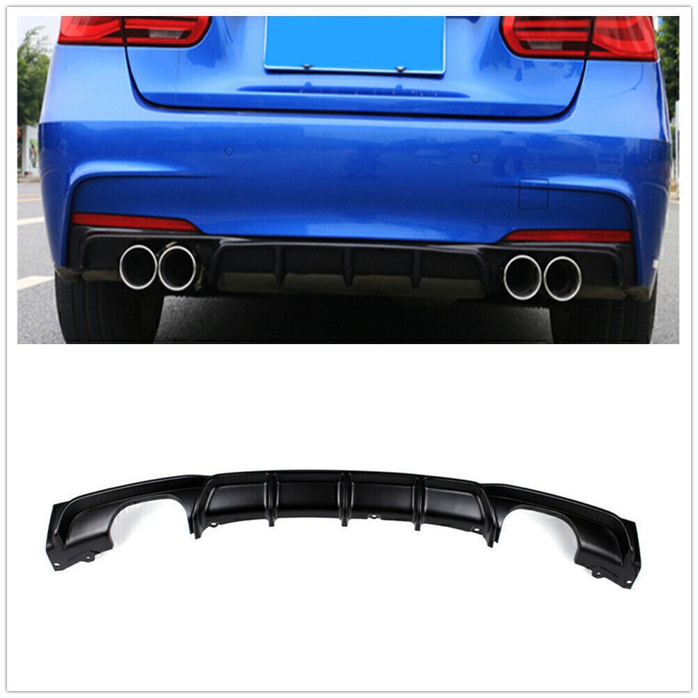For BMW F30 Rear Bumper Diffuser 325i 335i M-Tech 2012-2018 Quad Out Matte 1PCS