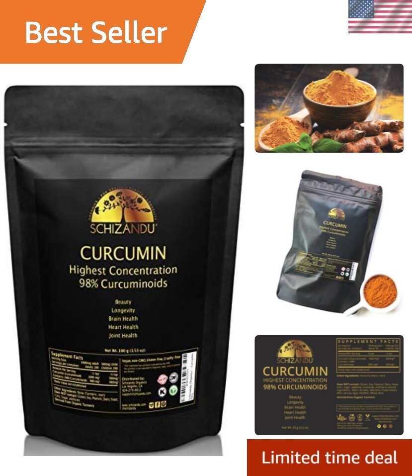 Curcumin Tumeric Extract Organic Antioxidant Tumeric Powder - Vegan, Non GMO,...