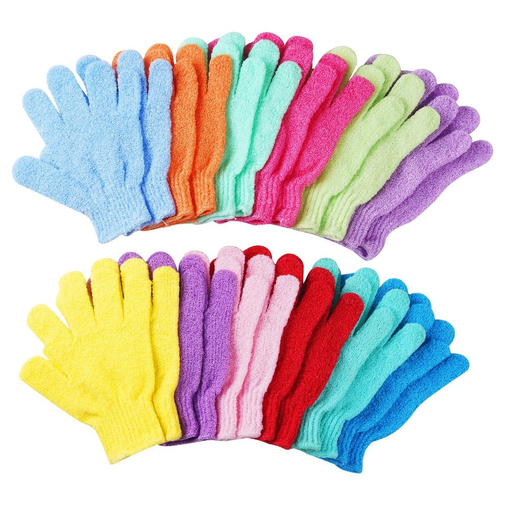24 Pcs Exfoliating Shower Glovesdouble Sided Exfoliating Bath Gloves Deep Clean