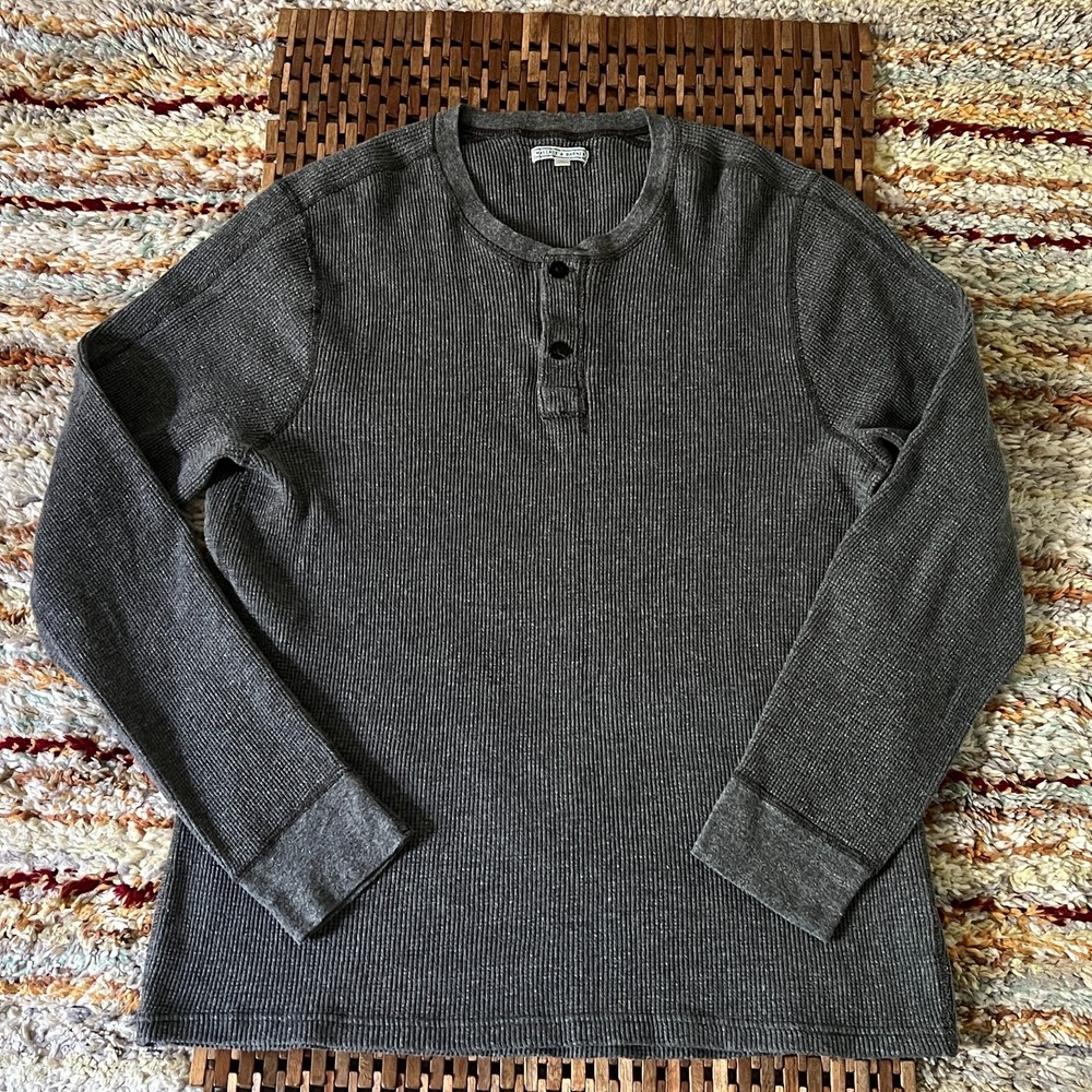 J. CREW Wallace & Barnes Waffle Knit Thermal Base Layer Sweater Grey XL
