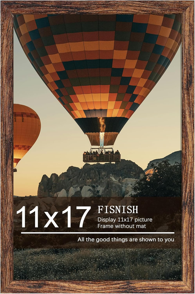 11X17 Picture Frame Brown, Classic Poster Frame for Horizontal or Vertical Wall