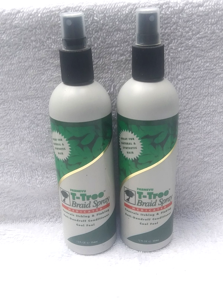 Parnevu T-TREE Braid Spray~Lot of 2~Natural & Synthetic Hair~Controls Itch~12 oz