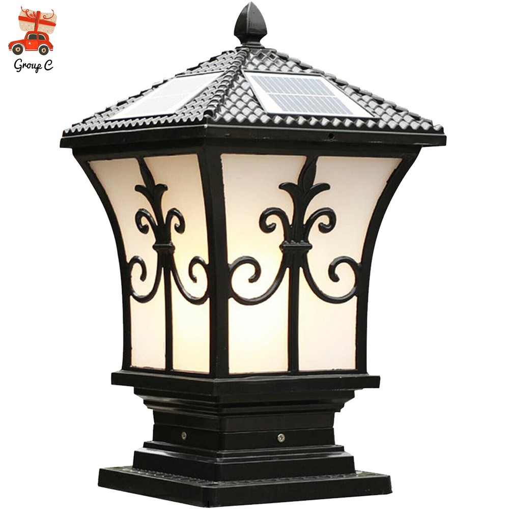 Solar-Powered Outdoor LED Post Light for Garden Fence Yard in Black