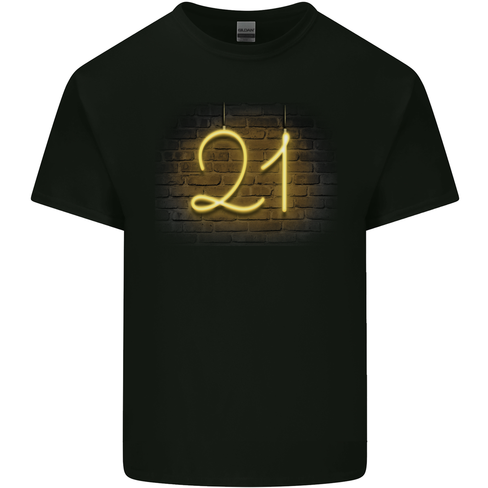 21st Birthday Neon Lights 21 Year Old Mens Cotton T-Shirt Tee Top