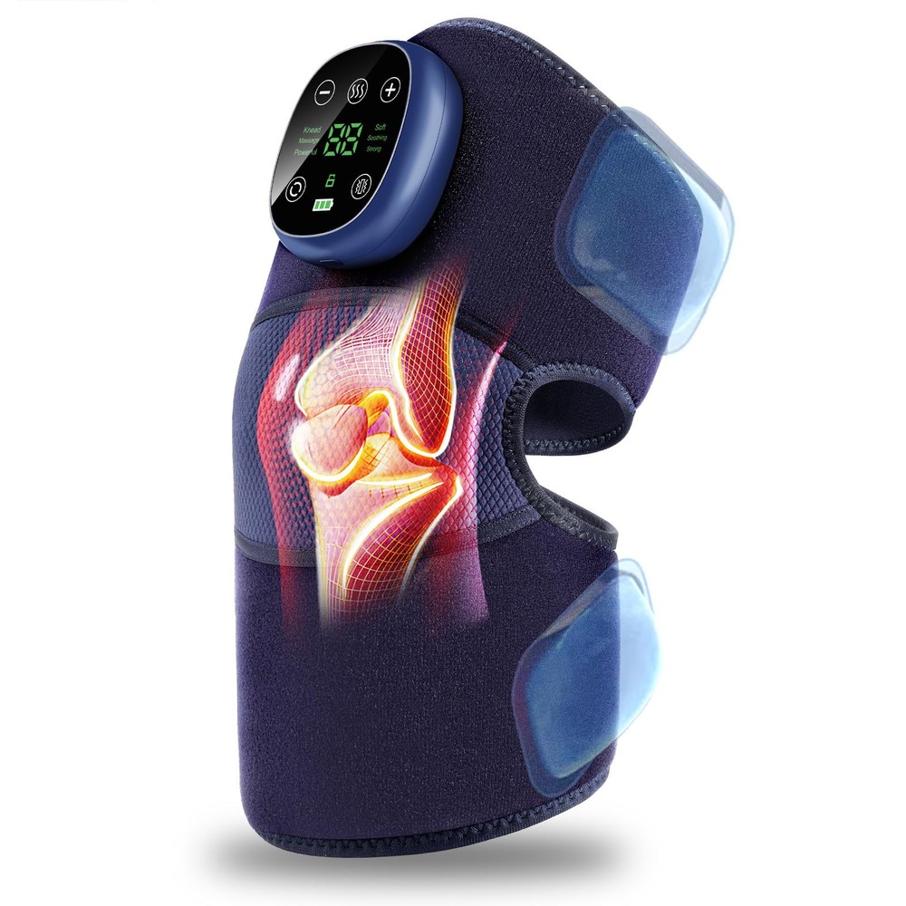 Cordless Knee Massager with Heat - 6 Levels & 3 Modes for Pain Relief