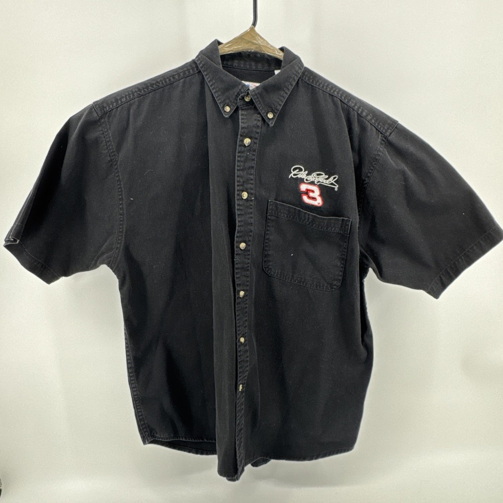 Dale Earnhardt Mens XL Short Sleeve Button Up Shirt Racing Nascar #3 Black