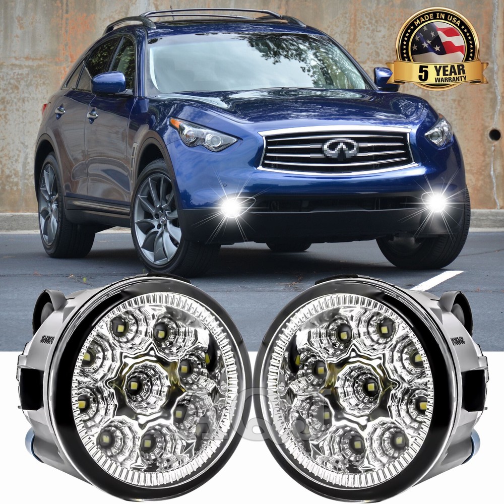 2006-2008 FX45 White LED Fog Light Driving Lamps Pair