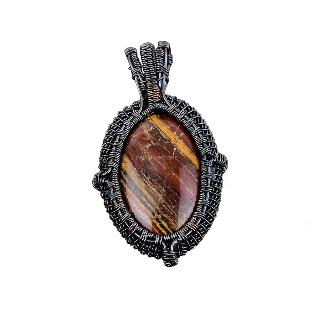 Mother's Day Copper Red Snakeskin Jasper Gemstone Pendant for Engagement Wedding-image