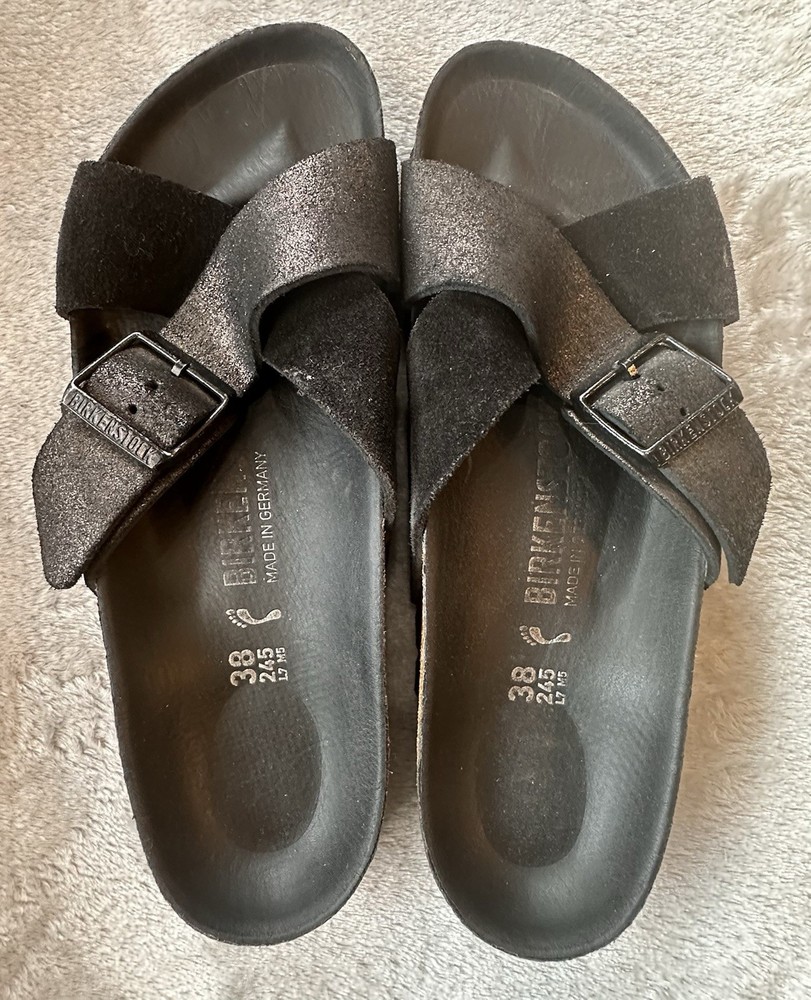 BIRKENSTOCK Women’s Siena Exquisite Sandals Black Suede Leather 38 / 7-7.5 US