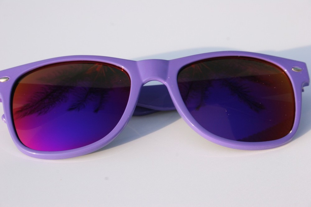 New PURPLE frame Sunglasses with purple mirror lens 80's retro vintage