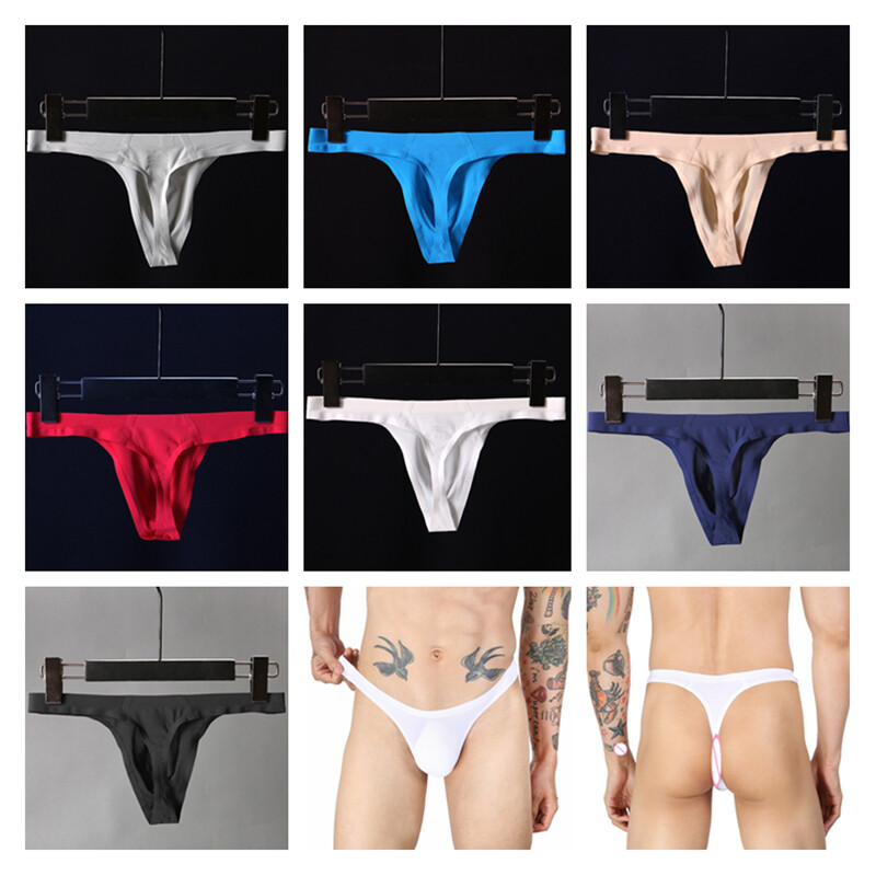Men's Sexy Soft Low Rise G-String Thong Briefs T-Back Panties Seamless Underwear