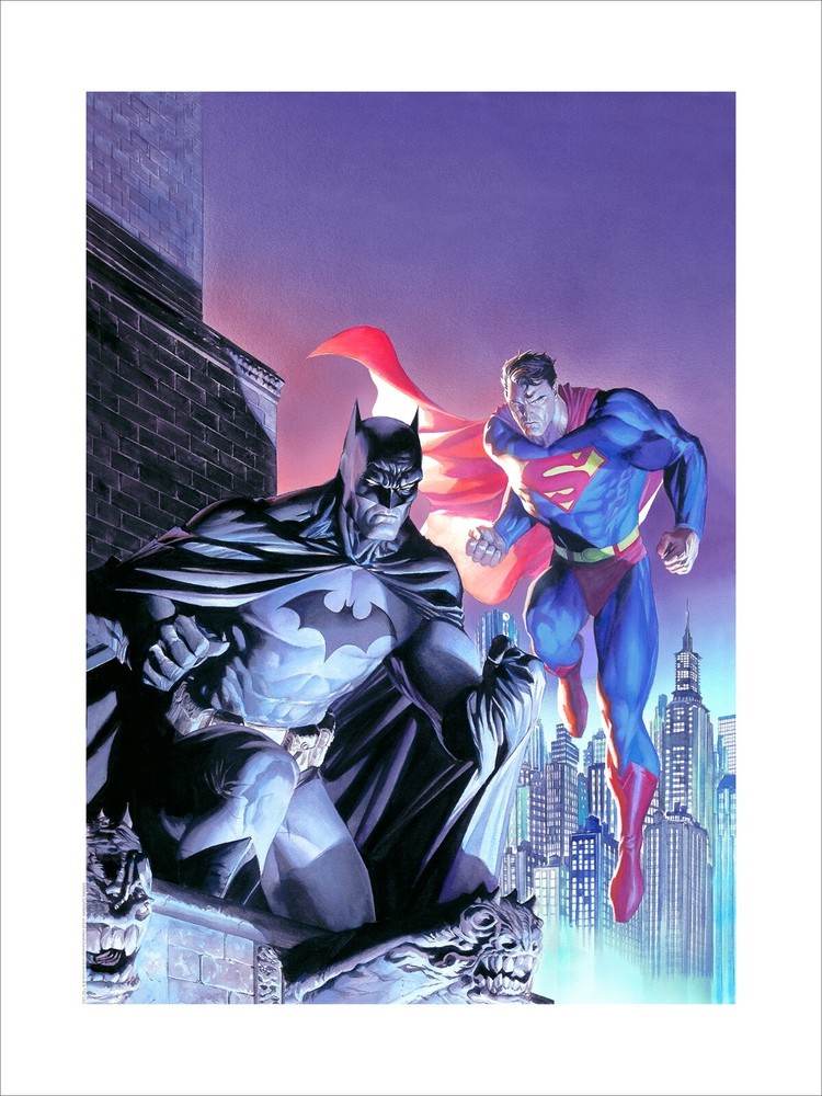 Alex Ross SIGNED Legendary Heroes Batman  Superman Jim Lee Litho Ltd Ed of 25 AP