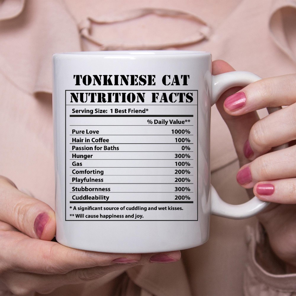 Funny Tonkinese Cat Gifts Nutritional Facts White Coffee Mug