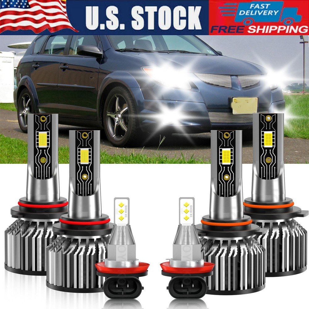 6x 9005 9006 H11 LED Headlight Fog High Low Beam For Pontiac Vibe 2009-2010