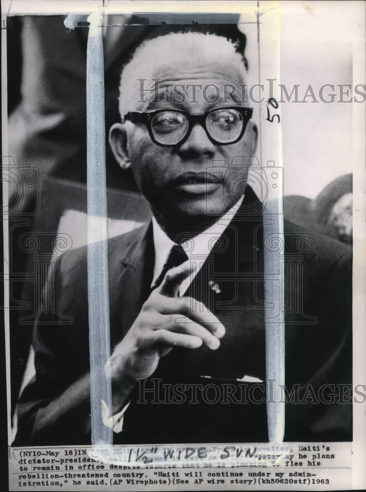 1963 Press Photo President Francois Duvalier at a news conference in Haiti