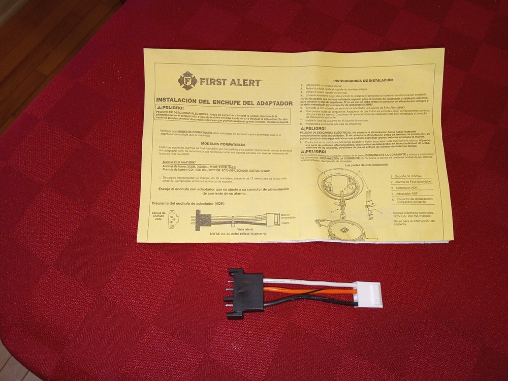 First Alert Smoke Alarm Adapter Plug for FIREX Harness ADF-12BRK