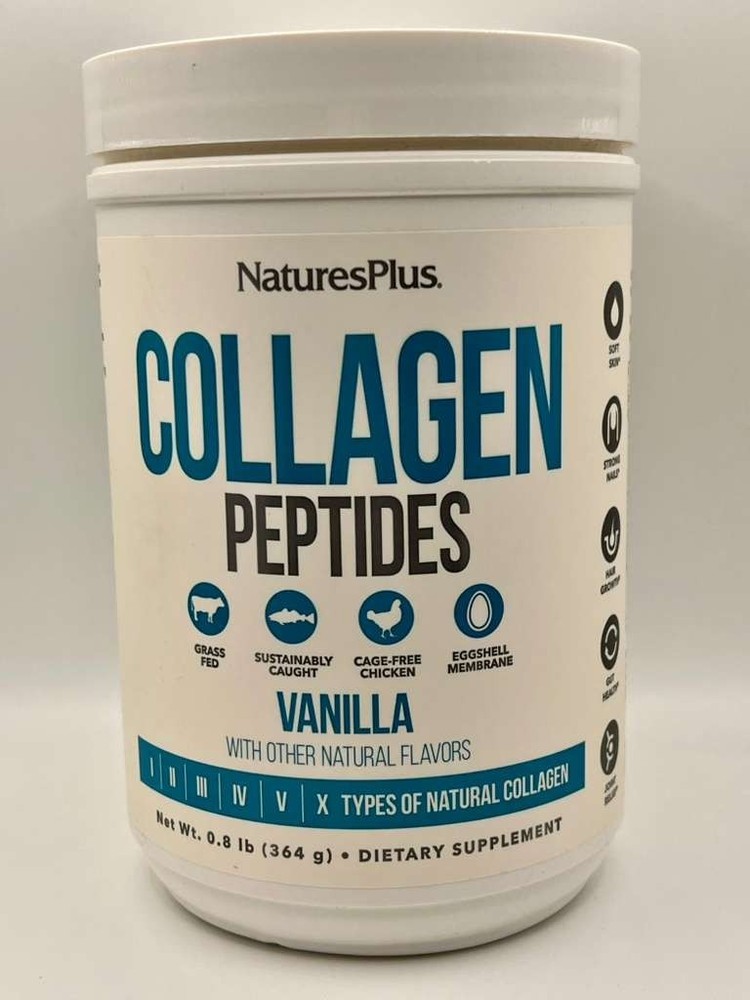 Nature Plus Collagen Peptides Vanilla 0.8lb Types I II III IV V X EXP 12/28