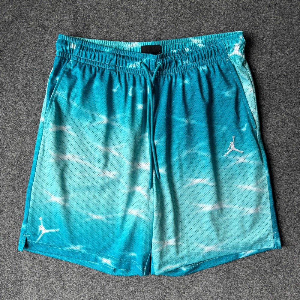 Nike Air Jordan Mens Large L Basketball Shorts Mesh Dri-Fit Sky Blue Activewear