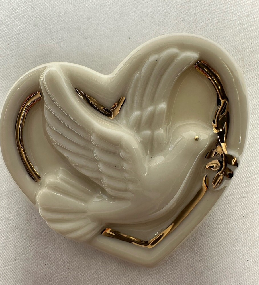 Vintage Lenox Porcelain Brooch Pins Dove in Heart Angel