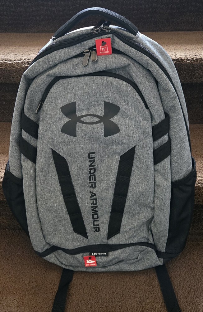 2020 Under Armour Hustle 5.0 Backpack for School College Gym Travel in Grey