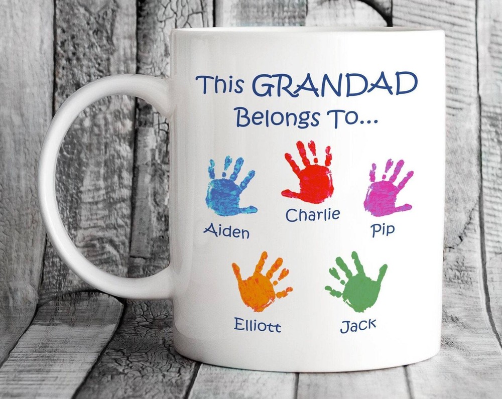 Personalised This Grandad Belongs To... Handprints Mug Birthday Present