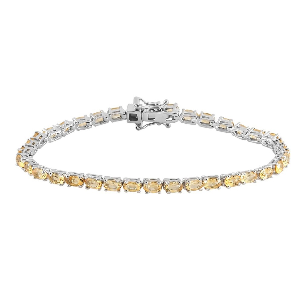12.2 Ct Oval Yellow Sapphire Tennis Bracelet in Sterling Silver