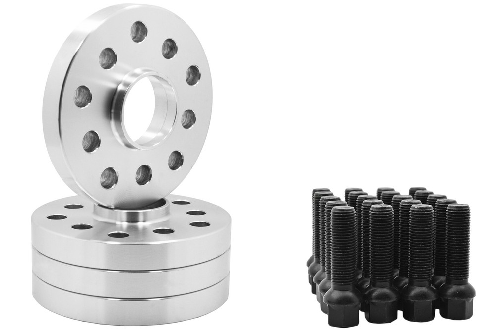 20MM HubCentric Wheel Spacers 57.1 5x100 5x112 with Black Ball Lug Bolts-image