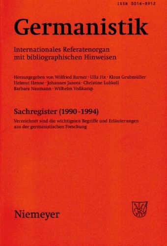 Johannes Janota Germanistik, Sachregister (1990-1994) (Paperback)