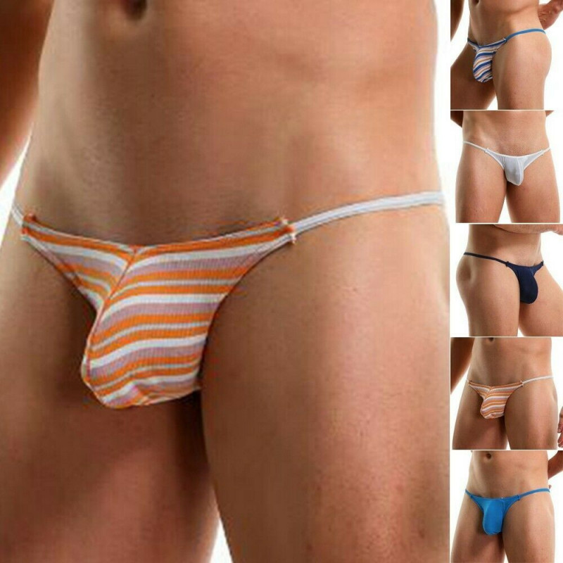 Men T-Back G-String Thong Bikini Underwear Micro Mesh Sheer Pouch Briefs M~2XL