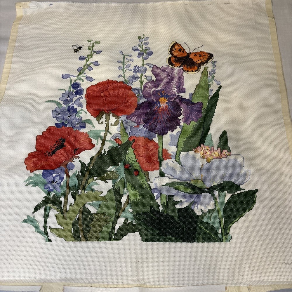 Leisure Arts Words Of The Heart Summer Garden Completed Unframed Cross Stitch