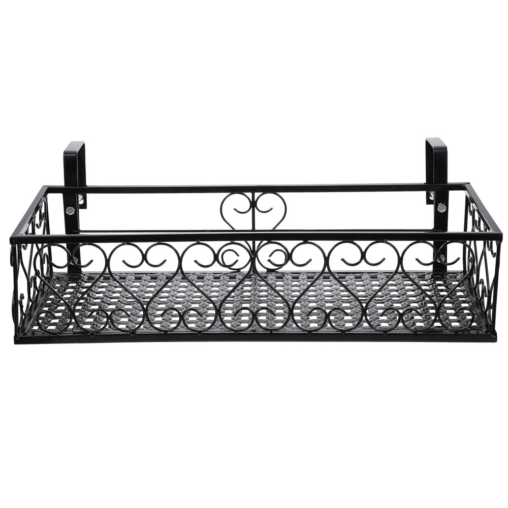 Hanging Plant Shelf Fence Iron Art Basket Flowerpot Shelf Balcony Flower Stand