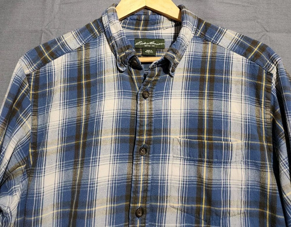 Eddie Bauer Men's LT Midweight Plaid Flannel Shirt with Chest Pocket for Hiking