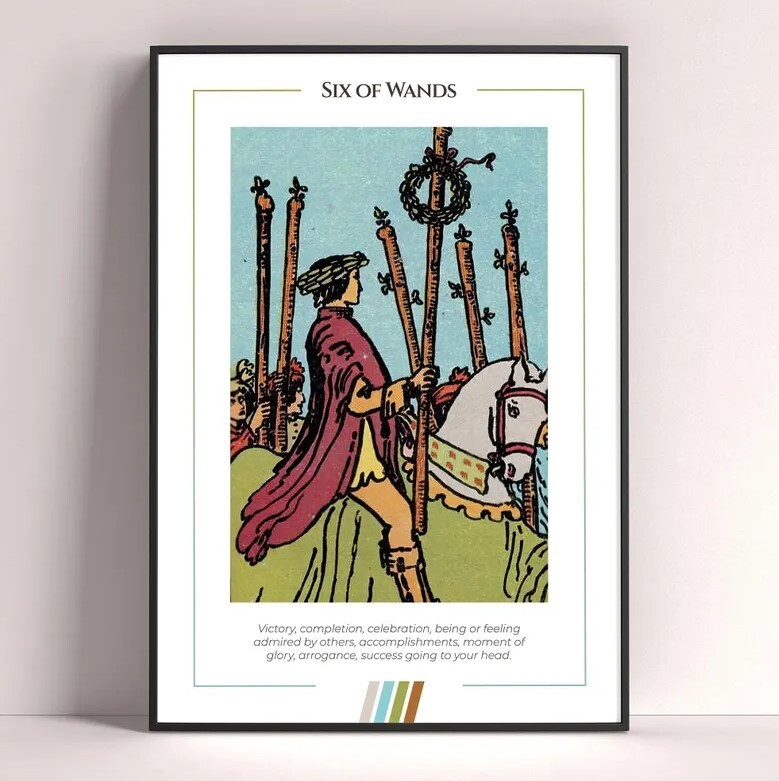 Six of Wands Tarot Card Art Print Digital Download Tarot Poster
