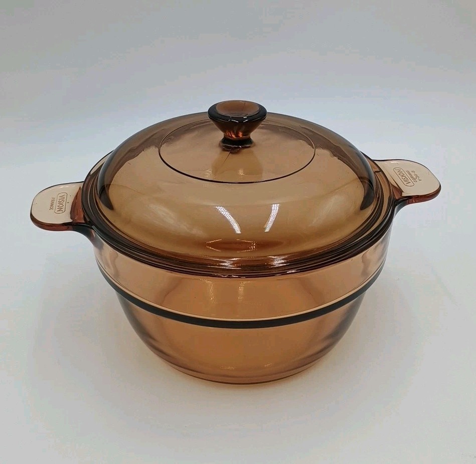 Corning Ware France Vision Pyrex V-20-B  Amber Double Boiler Insert with Lid