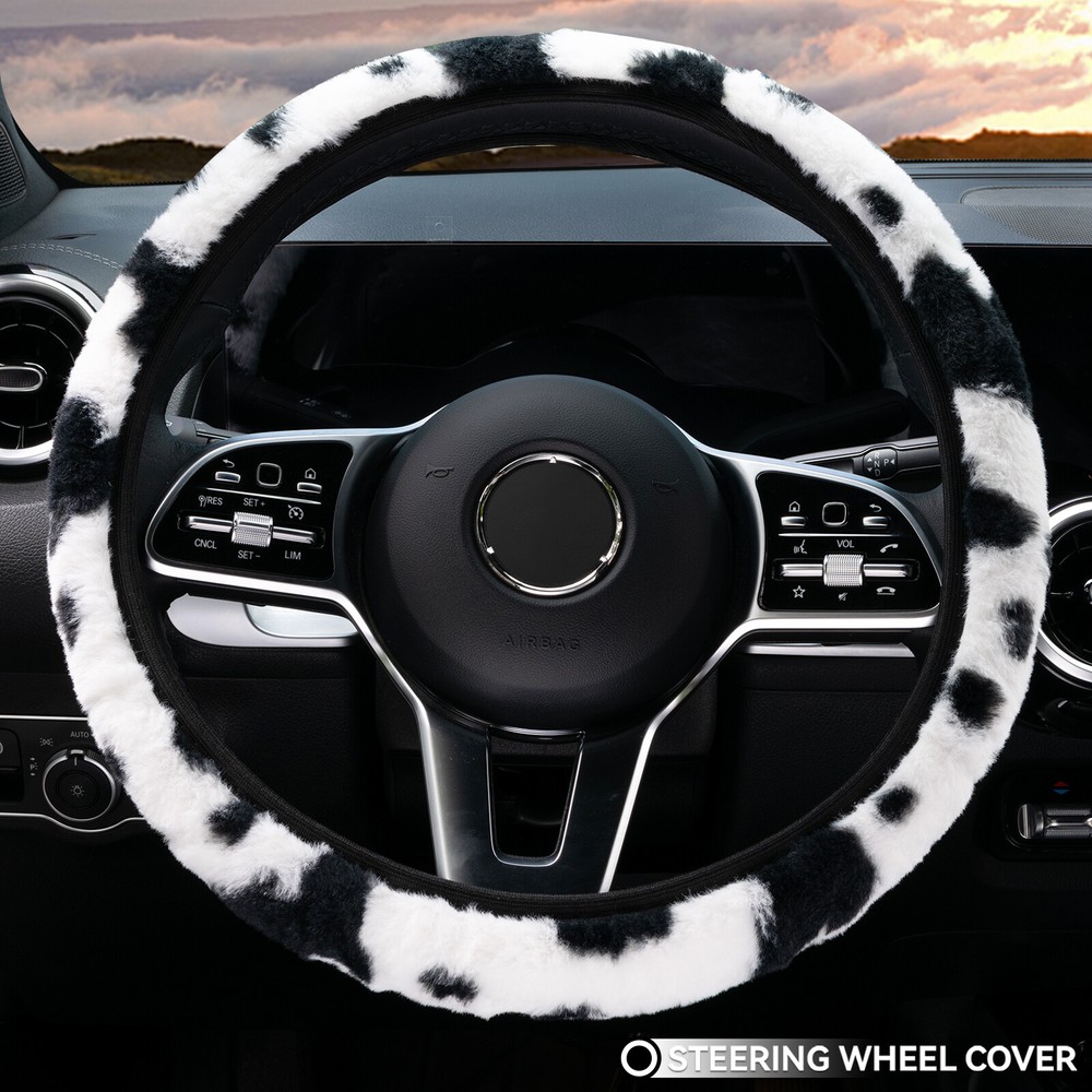 Winter Fur Plush Animal Print Universal Steering Wheel Cover DIY