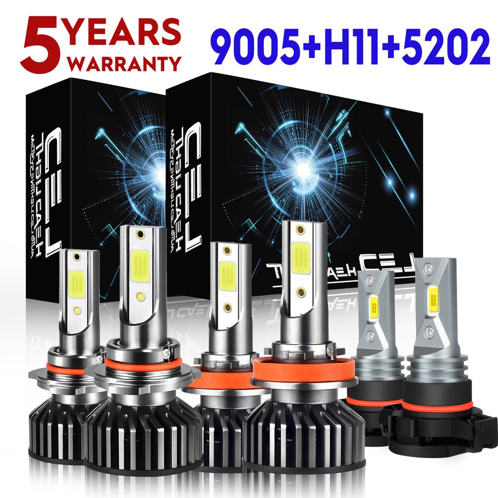 LED Headlights+Fog Lights Bulbs Combo For GMC Yukon XL 2015 2016 2017 2018 2019