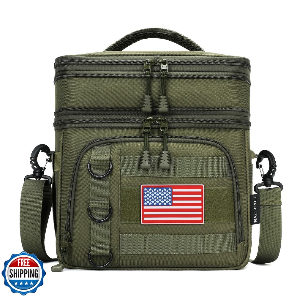 RalChyez Tactical Lunch Box for Men, Large Insulated Lunch Bag Expandable Dou