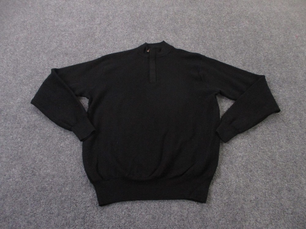 Peter Millar Sweater Men M Black Merino Wool Pullover Golf Logo Preppy Stretch
