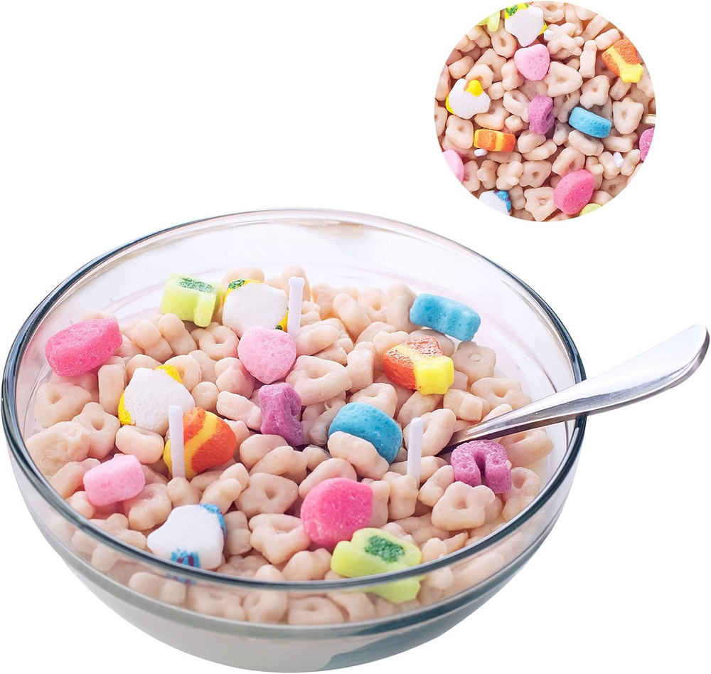 Funny French Vanilla Cereal Bowl with Metal Spoon Scented Soy Candle Morning Rit