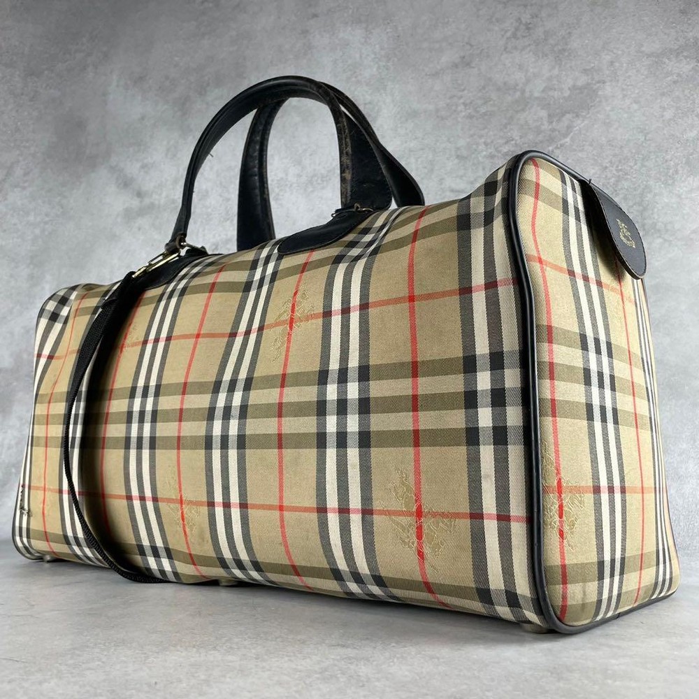 Burberry Boston Bag Nova Check Pattern Large Capacity Travel