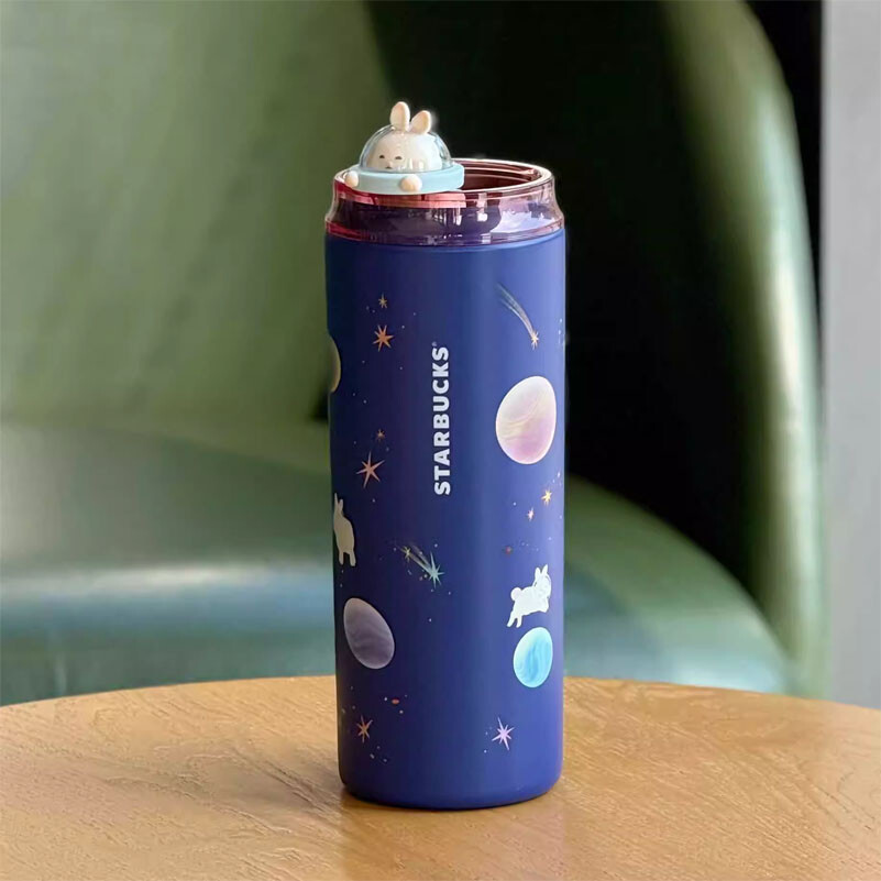 New Starbucks China 2024 Mid-Autumn Festival Astronaut Rabbit Blue 19oz SS Cup