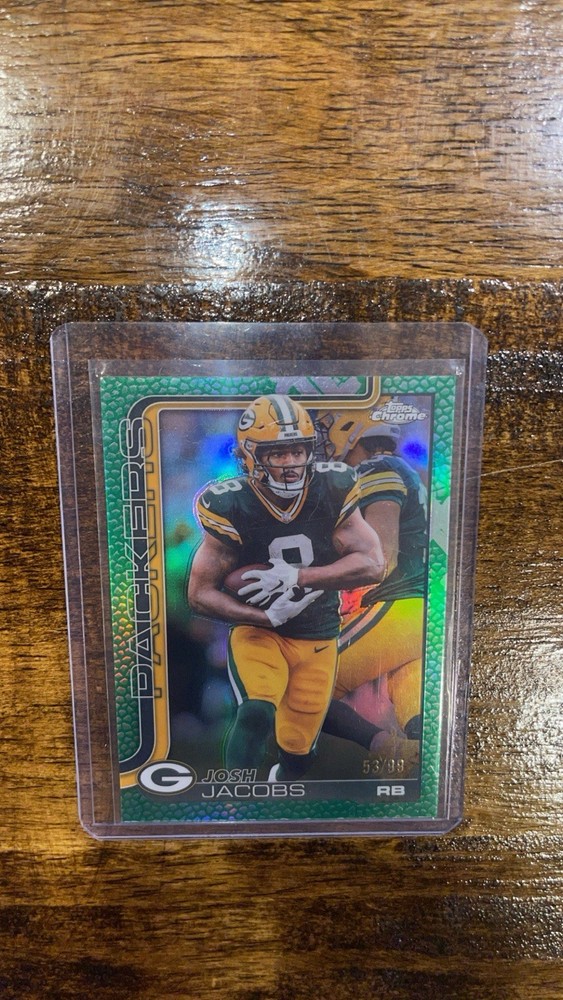 2025 Topps Chrome NFL Josh Jacobs Green Pigskin 53/99 COLOR MATCH! RARE PACKERS