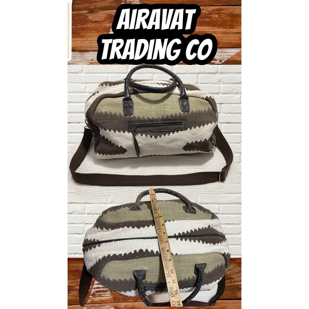 Airavat Trading Co Brown Khaki Canvas Carry-On Messenger Weekender Duffel Bag