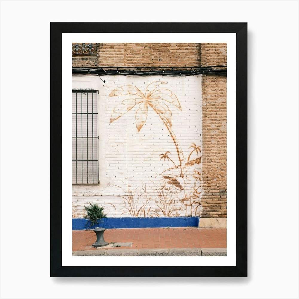 Palm Tree On A Wall // Valencia, Sp Framed Wall Art Poster Canvas Print Picture