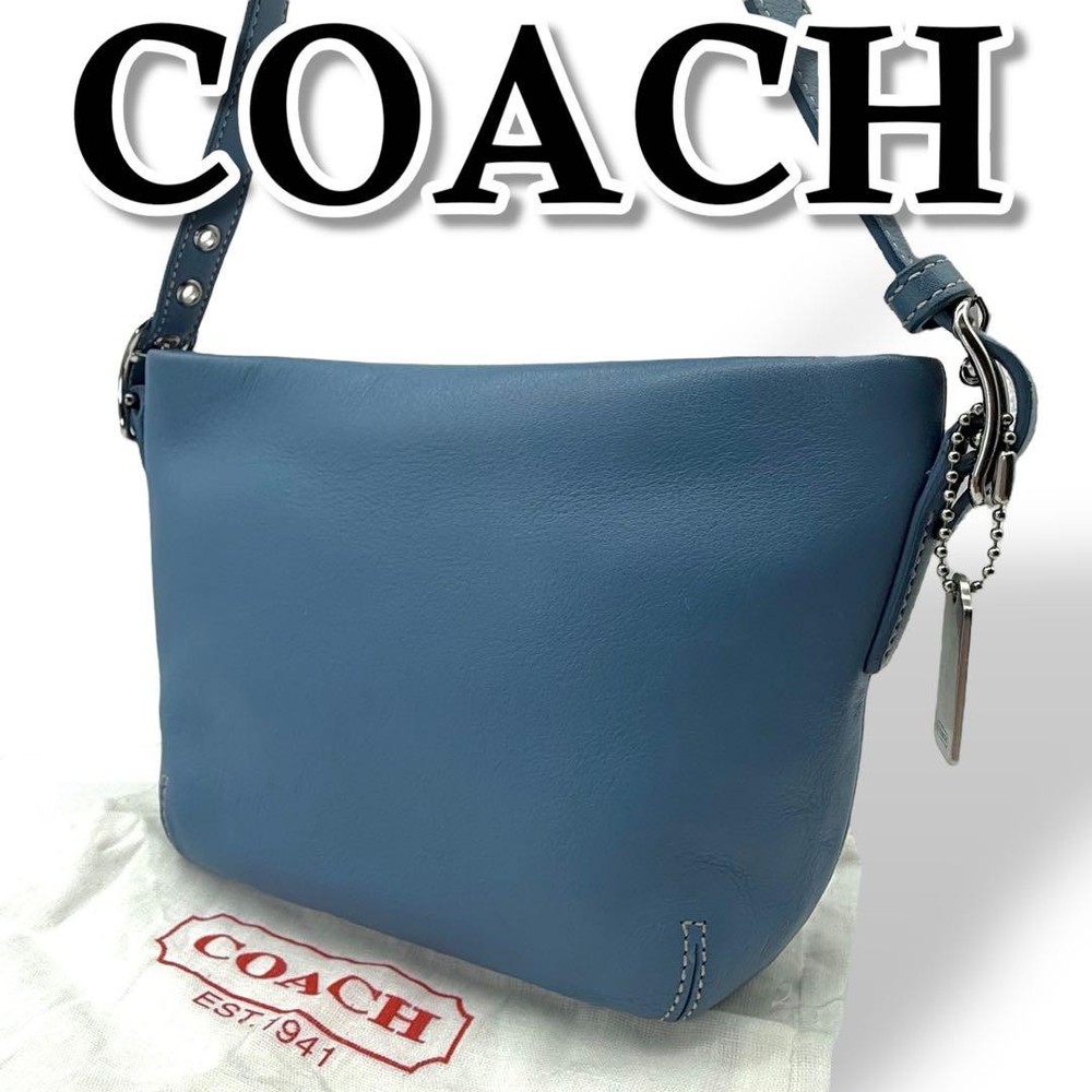 Coach Light Blue Leather One-Shoulder Crossbody Bag Authentic