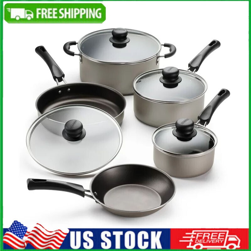 9-Piece Non-Stick Cookware Set Kitchen Cooking Pot Set Pots ＆ Pans Set Durable